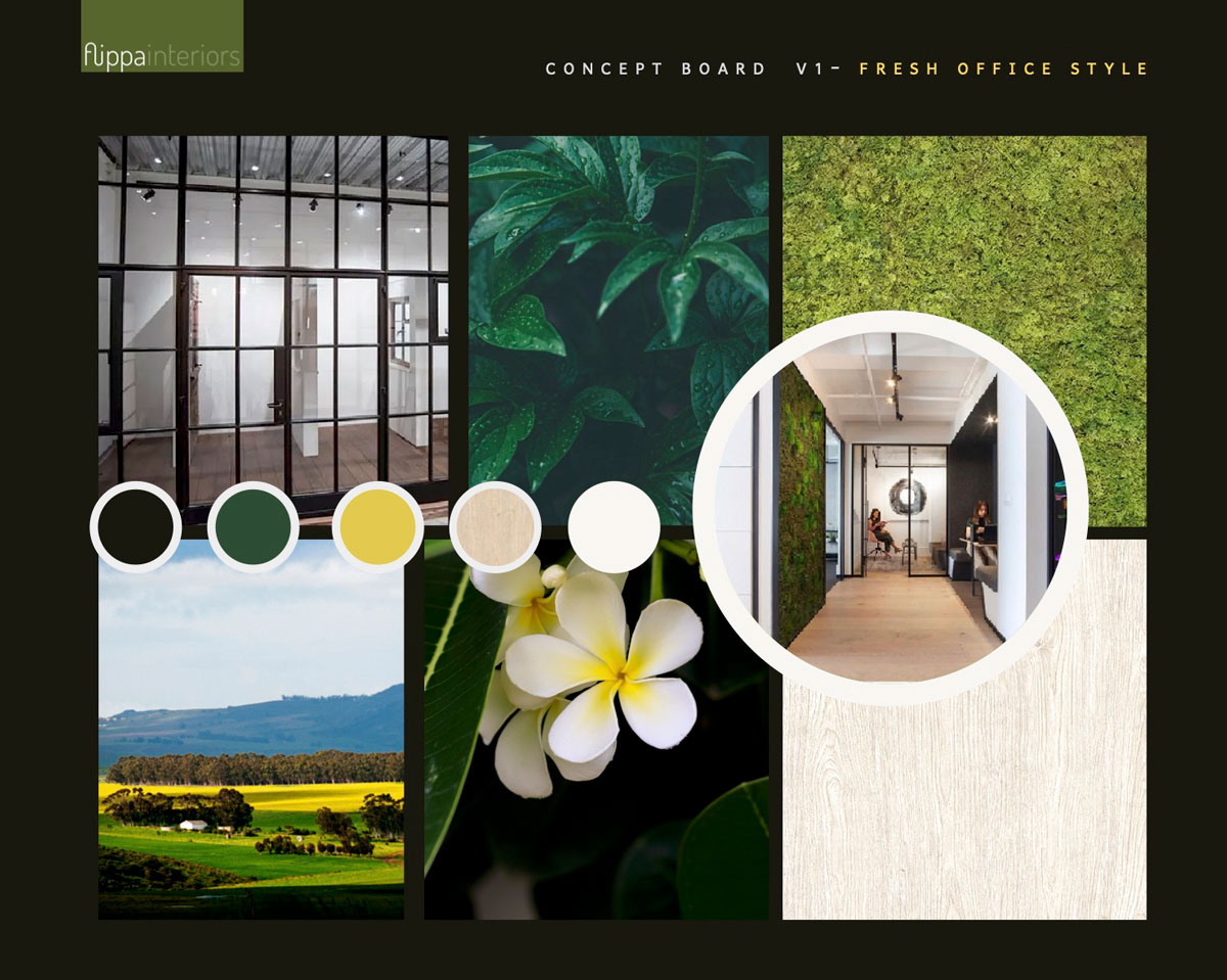 finding a look for an interior design scheme using a concept board for the creative process
