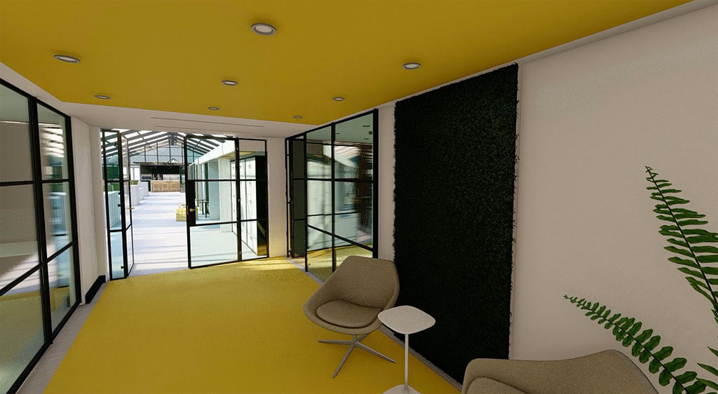 A commercial interior design from Flippa Interiors for an office entrance lobby
